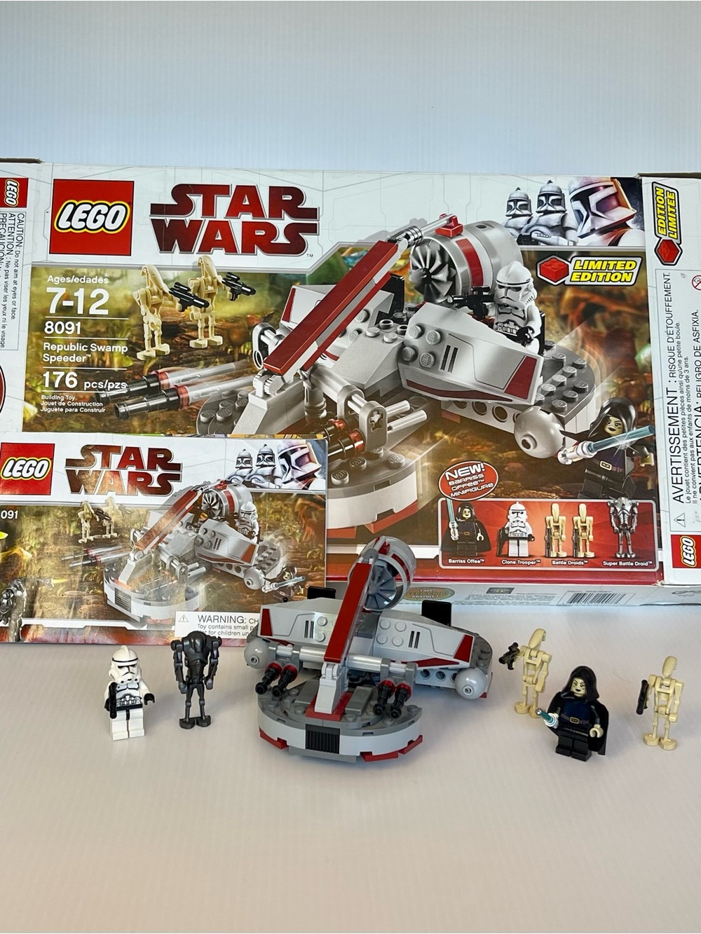 LEGO Star Wars: (8091) Republic Swamp Speeder 100% Complete Manual Minifigs Box